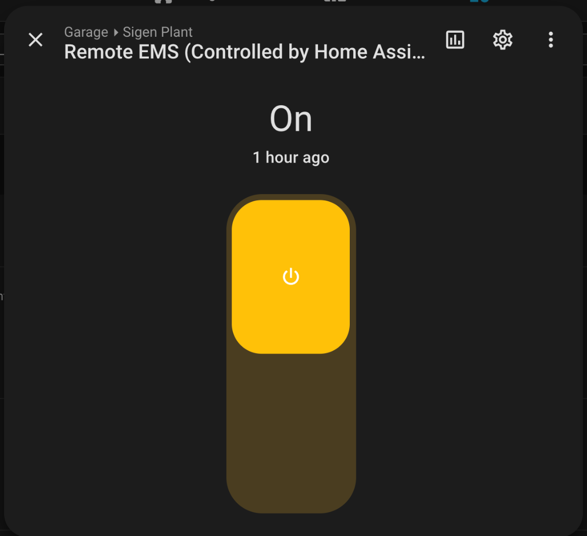 Remote EMS switch on, the plant is now waiting on Home Assistant