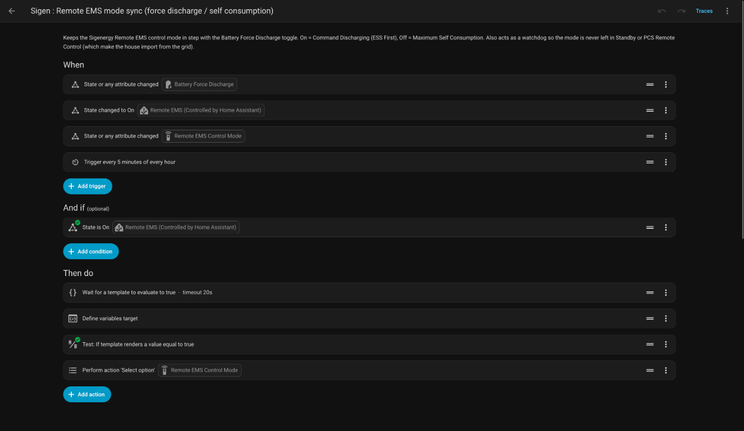 The mode sync automation in the editor